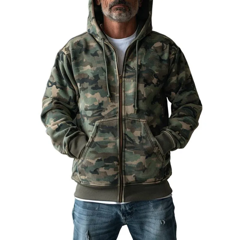 Men's Camouflage Print Hooded Sweatshirt Jacket 73821512Y sold by Manly
