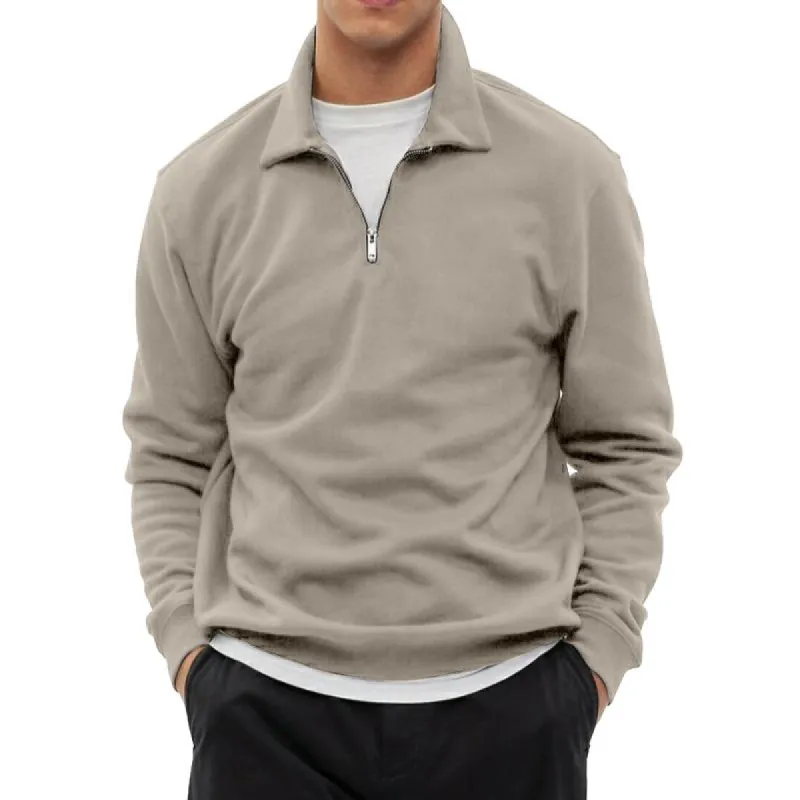 Men's Casual Zipper Lapel Loose Long Sleeve Pullover Sweatshirt 79582862M sold by Manly