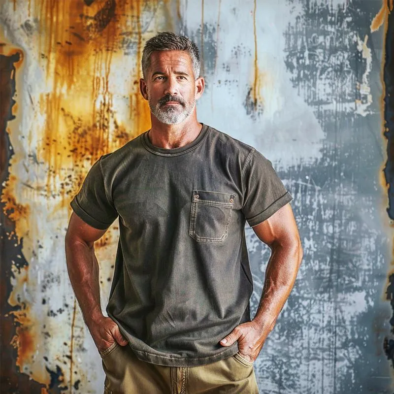 Men's Washed Vintage Short-sleeved Crew Neck T-shirt 17379800X sold by Manly product image thumbnail 2