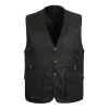 Men's V-neck Double Pocket Button  Vest 00317594X sold by Manly