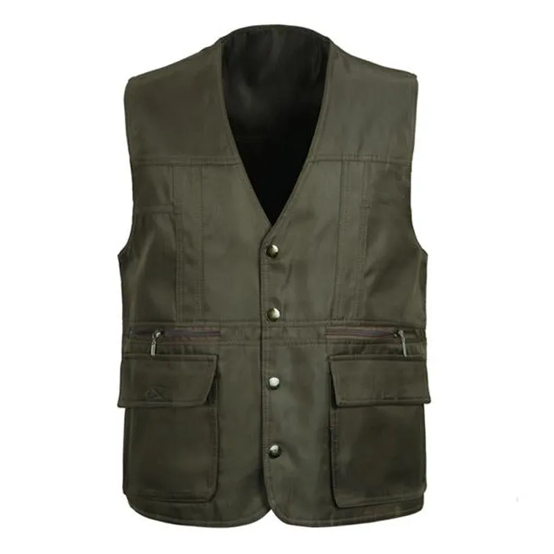Men's V-neck Double Pocket Button Vest 00317594X sold by Manly