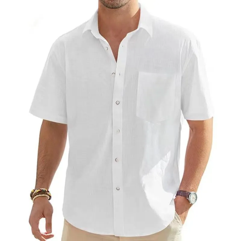 Men's Cotton and Linen Short Sleeve Button-down Shirt 00841139X sold by Manly product image thumbnail 4