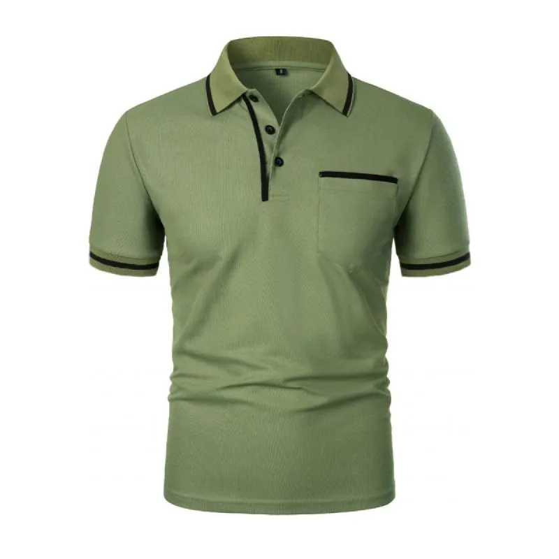 Men's Casual Colorblock Lapel Patch Pocket Short Sleeve Polo Shirt 84429932M sold by Manly