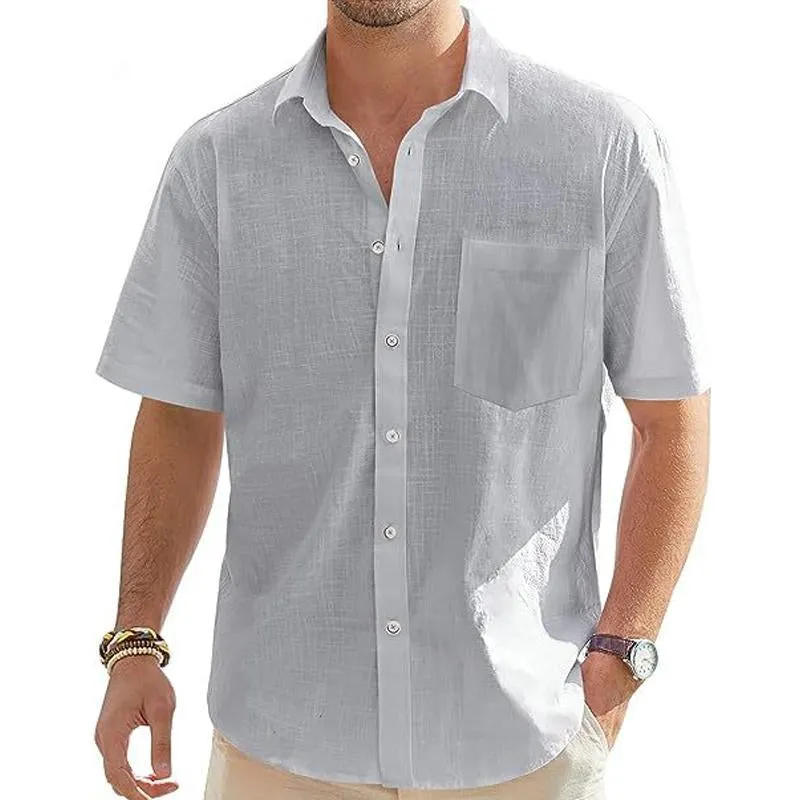 Men's Cotton and Linen Short Sleeve Button-down Shirt 00841139X sold by Manly product image thumbnail 3