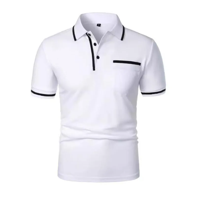 Men's Casual Colorblock Lapel Patch Pocket Short Sleeve Polo Shirt 84429932M sold by Manly product image thumbnail 3