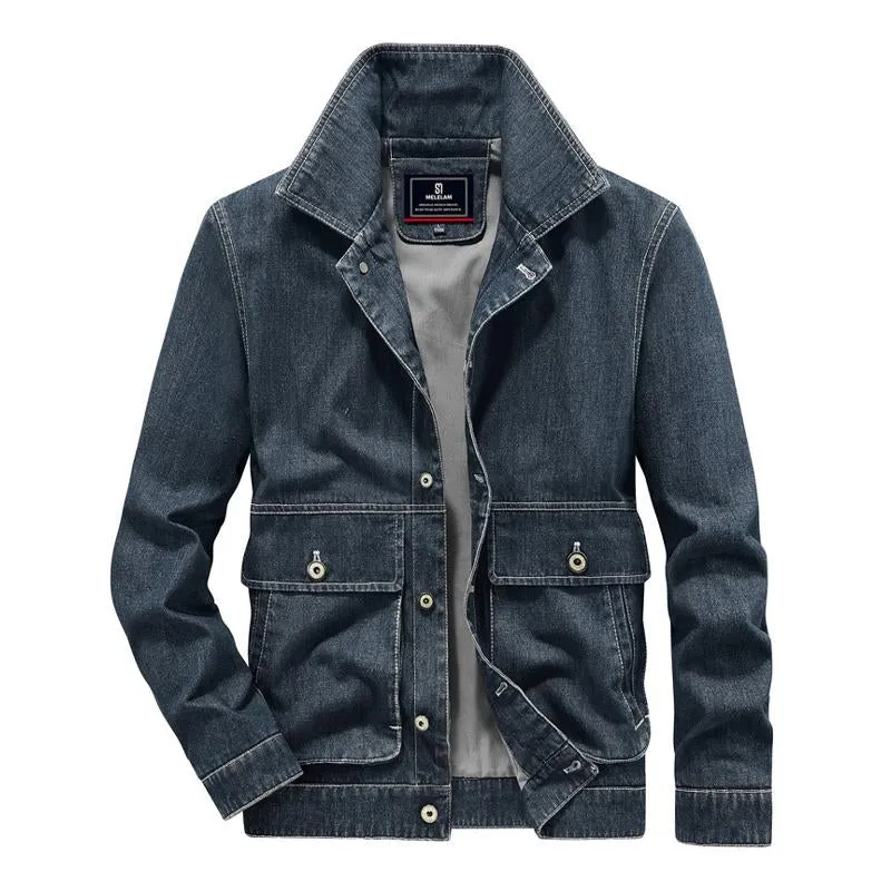 Men's Vintage Multi-Pocket Lapel Denim Jacket 00482992Y sold by Manly