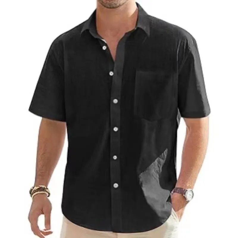 Men's Cotton and Linen Short Sleeve Button-down Shirt 00841139X sold by Manly product image thumbnail 2
