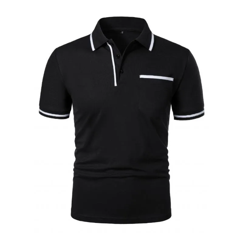 Men's Casual Colorblock Lapel Patch Pocket Short Sleeve Polo Shirt 84429932M sold by Manly product image thumbnail 5