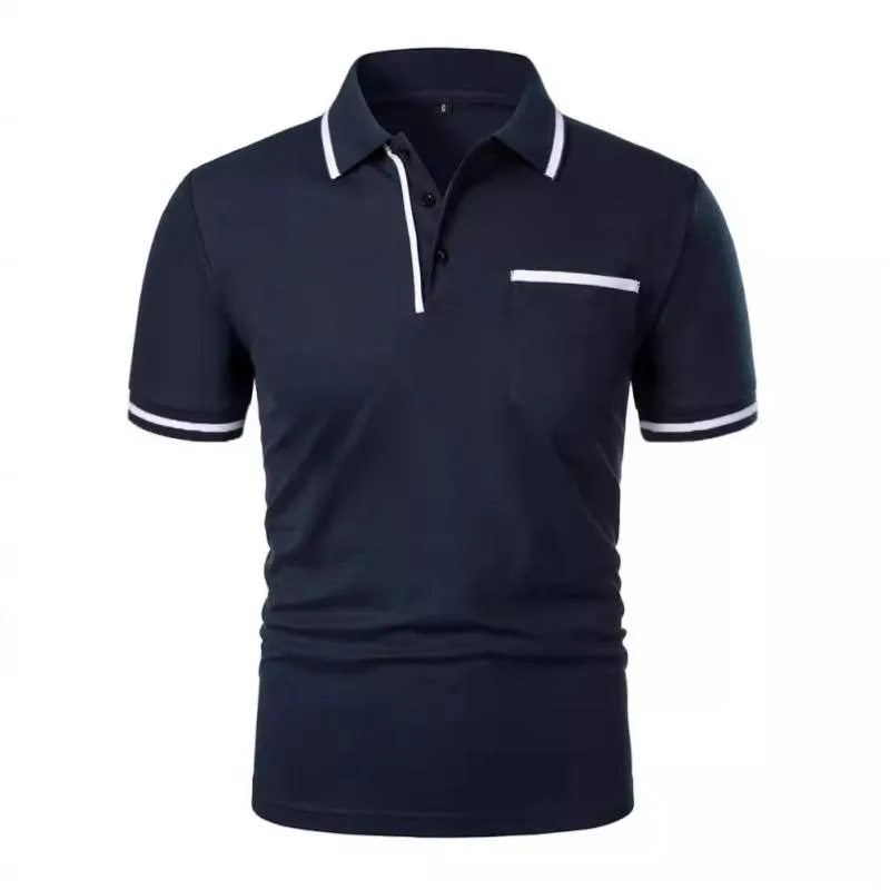 Men's Casual Colorblock Lapel Patch Pocket Short Sleeve Polo Shirt 84429932M sold by Manly product image thumbnail 4