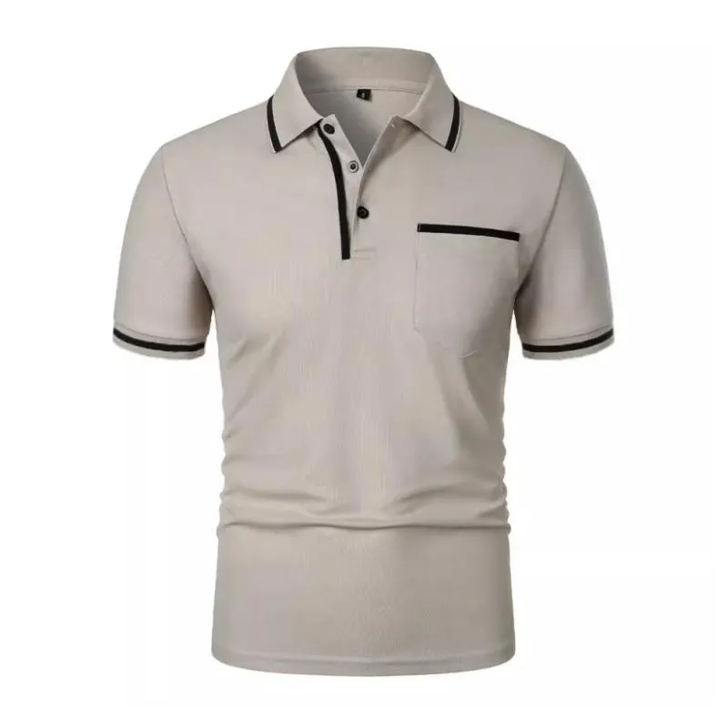 Men's Casual Colorblock Lapel Patch Pocket Short Sleeve Polo Shirt 84429932M sold by Manly product image thumbnail 2