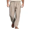 Men's Linen Loose Solid Color Comfortable Breathable Casual Pants 40917513X sold by Manly