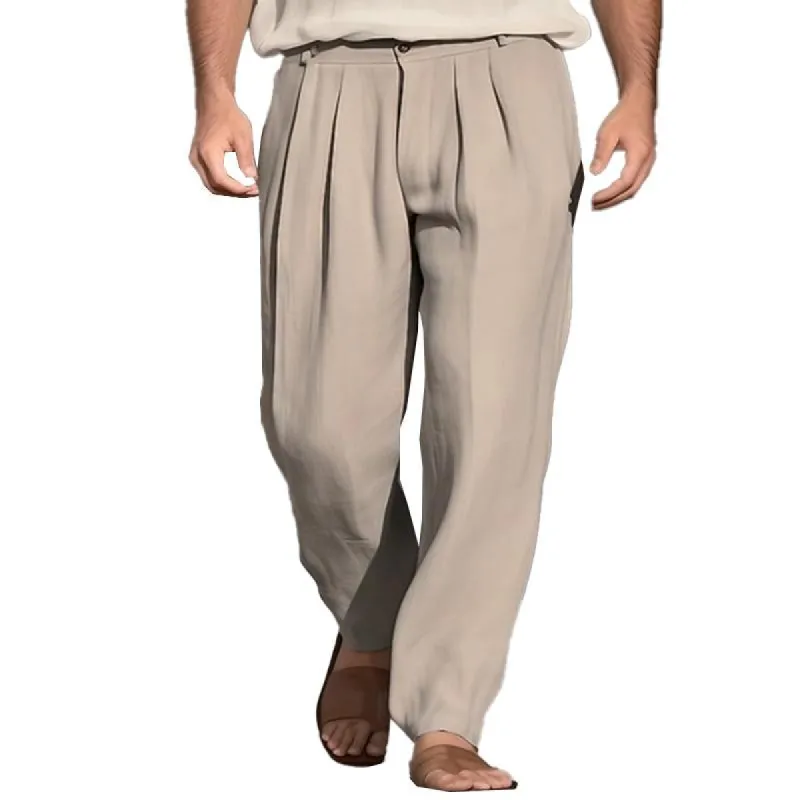 Men's Linen Loose Solid Color Comfortable Breathable Casual Pants 40917513X sold by Manly