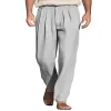Men's Linen Loose Solid Color Comfortable Breathable Casual Pants 40917513X sold by Manly