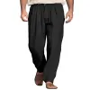 Men's Linen Loose Solid Color Comfortable Breathable Casual Pants 40917513X sold by Manly