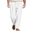 Men's Linen Loose Solid Color Comfortable Breathable Casual Pants 40917513X sold by Manly