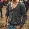 Men's Retro Casual V-Neck Heathered Sweater 98251625TO sold by Manly