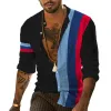 Men's Retro Striped Beach Stand Collar Long Sleeve Shirt 48886972TO sold by Manly