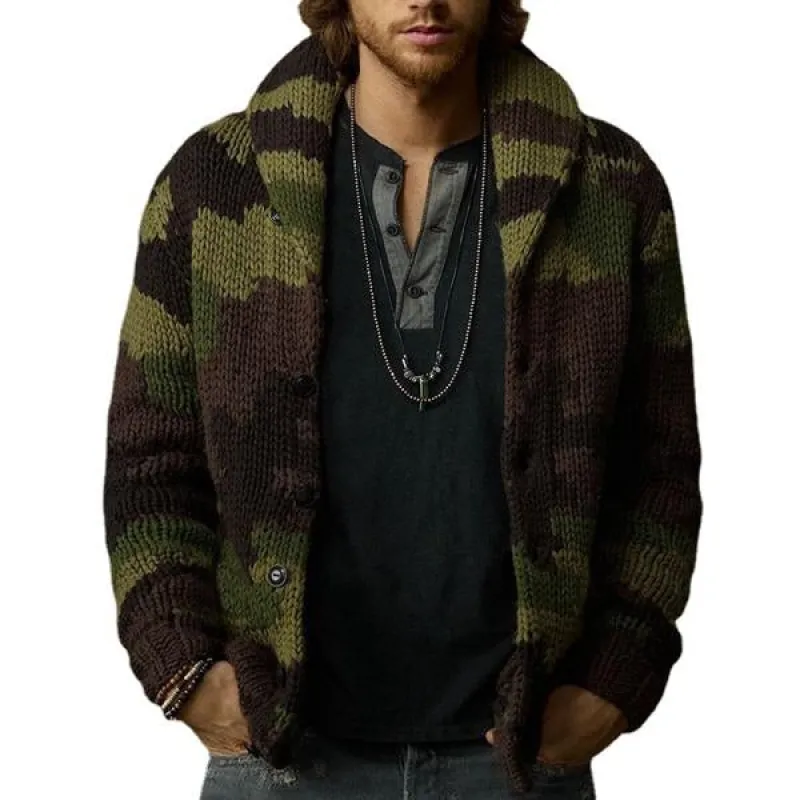 Men's Camo Jacquard Sweater Jacket 22228543X sold by Manly
