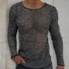 Men's Sexy Hollow Round Neck Slim Fit Knitted Pullover Sweater 73015113M sold by Manly
