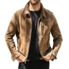 Men's Suede Lapel Multi-pocket Zipper Jacket 76996729Z sold by Manly