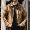 Men's Suede Lapel Multi-pocket Zipper Jacket 76996729Z sold by Manly