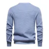 Men's Casual Contrast Stripe Patchwork Round Neck Long Sleeve Knitted Sweater 26118490M sold by Manly