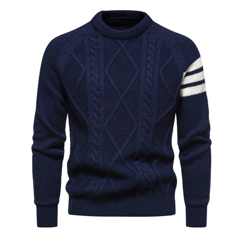 Men's Round Neck Knitted Pullover Casual Patchwork Sweater 63130720X sold by Manly