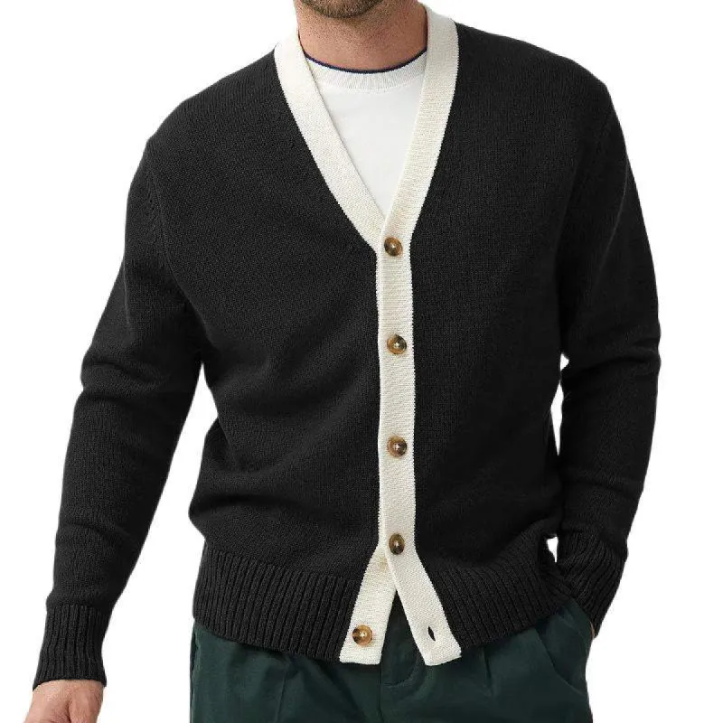 Men's Colorblock Collarless Single Breasted Cardigan 60847618Y sold by Manly