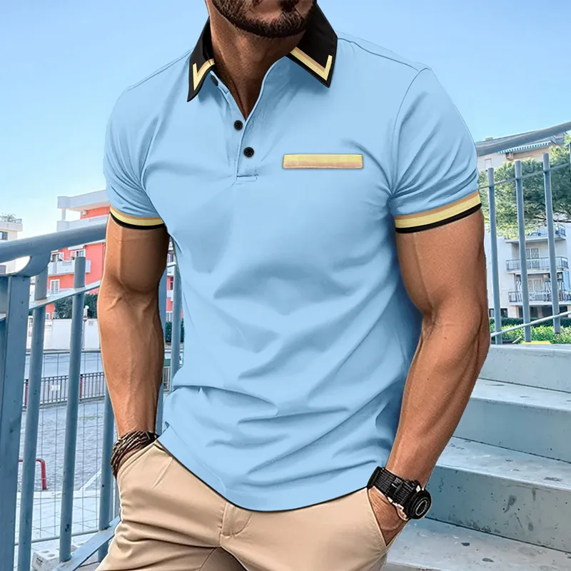 Men's Colorblock Lapel Short Sleeve Casual Polo Shirt 14751293Z sold by Manly product image thumbnail 5