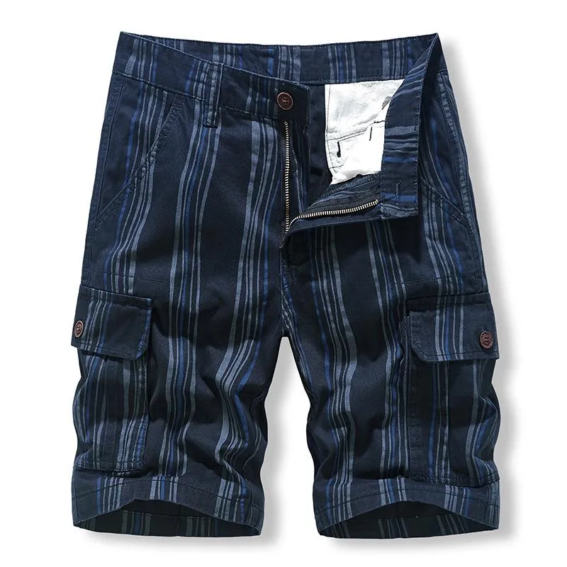 Men's Casual Cotton Striped Print Multi-pocket Cargo Shorts 80414570M sold by Manly product image thumbnail 4