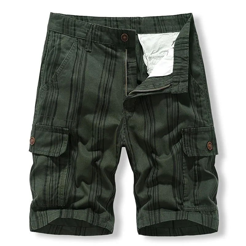 Men's Casual Cotton Striped Print Multi-pocket Cargo Shorts 80414570M sold by Manly product image thumbnail 3