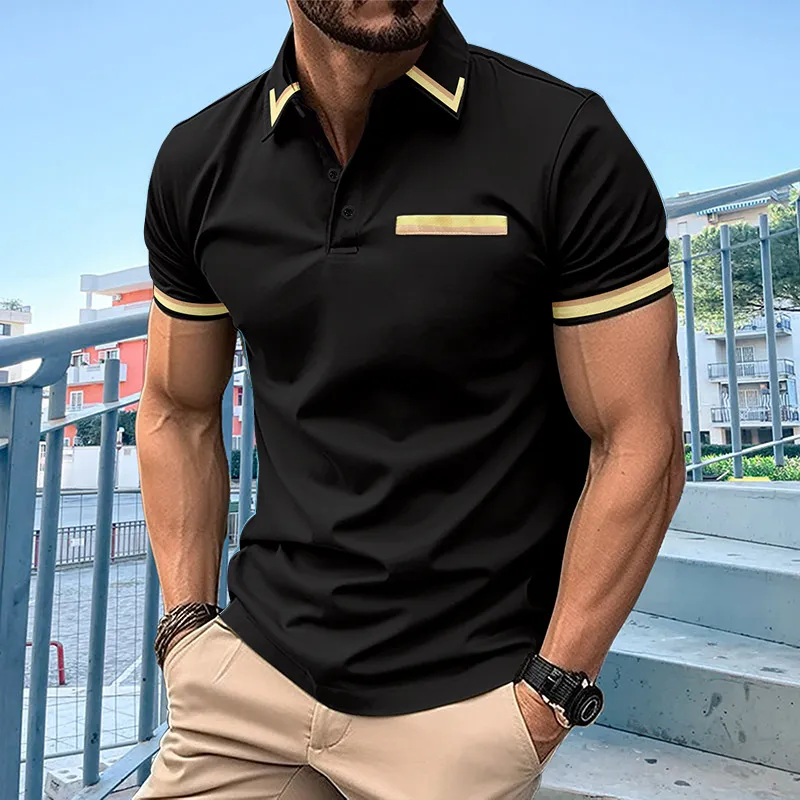 Men's Colorblock Lapel Short Sleeve Casual Polo Shirt 14751293Z sold by Manly product image thumbnail 2