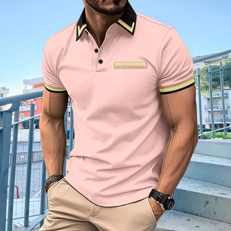 Men's Colorblock Lapel Short Sleeve Casual Polo Shirt 14751293Z sold by Manly product image thumbnail 4