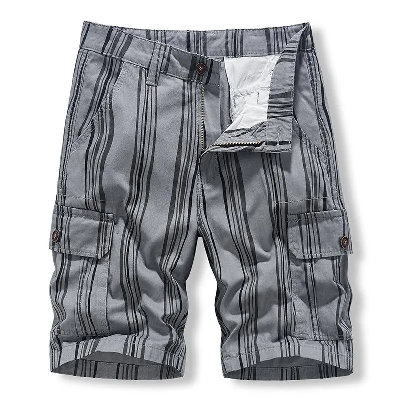 Men's Casual Cotton Striped Print Multi-pocket Cargo Shorts 80414570M sold by Manly product image thumbnail 5