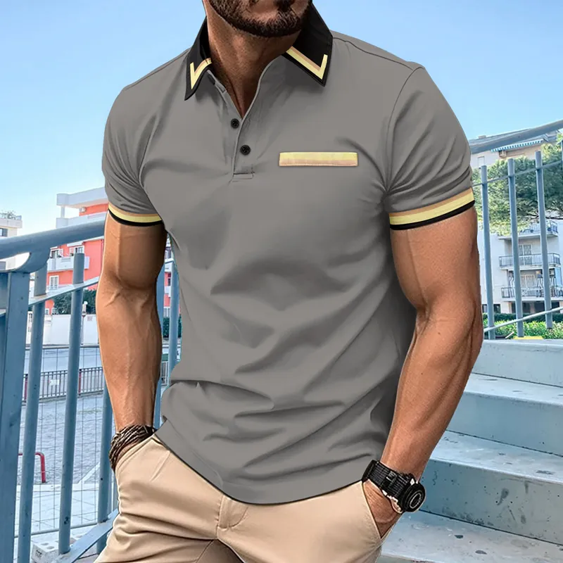 Men's Colorblock Lapel Short Sleeve Casual Polo Shirt 14751293Z sold by Manly product image thumbnail 3