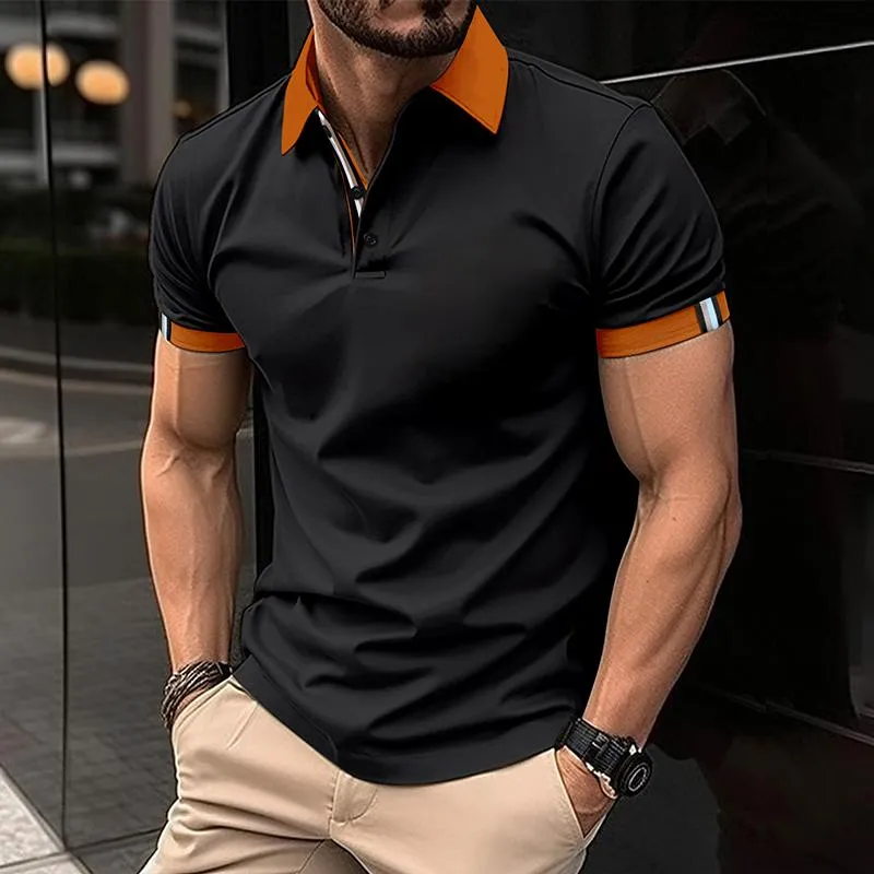 Men's Color Block Short Sleeve Casual Polo Shirt 97857915Z sold by Manly product image thumbnail 5