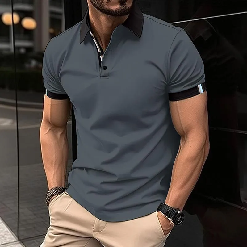 Men's Color Block Short Sleeve Casual Polo Shirt 97857915Z sold by Manly product image thumbnail 4