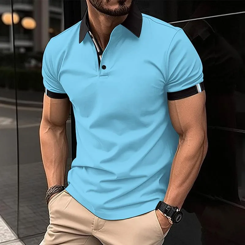 Men's Color Block Short Sleeve Casual Polo Shirt 97857915Z sold by Manly product image thumbnail 3