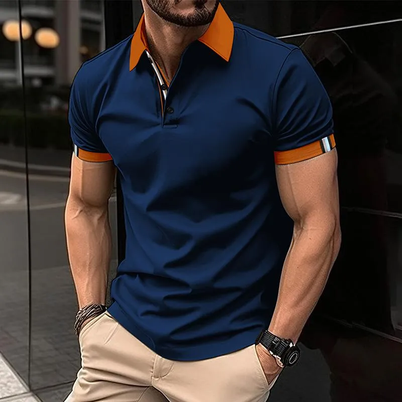 Men's Color Block Short Sleeve Casual Polo Shirt 97857915Z sold by Manly product image thumbnail 2