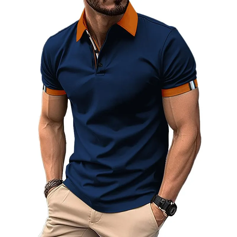 Men's Color Block Short Sleeve Casual Polo Shirt 97857915Z sold by Manly