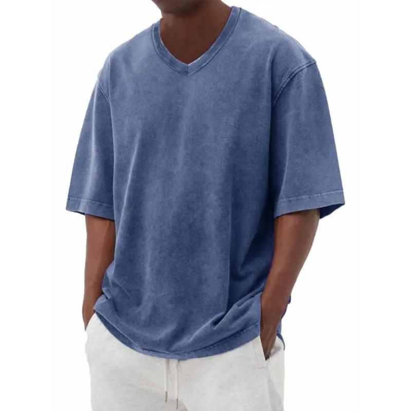 Men's Casual V-neck Loose Short-sleeved T-shirt 79085892M sold by Manly