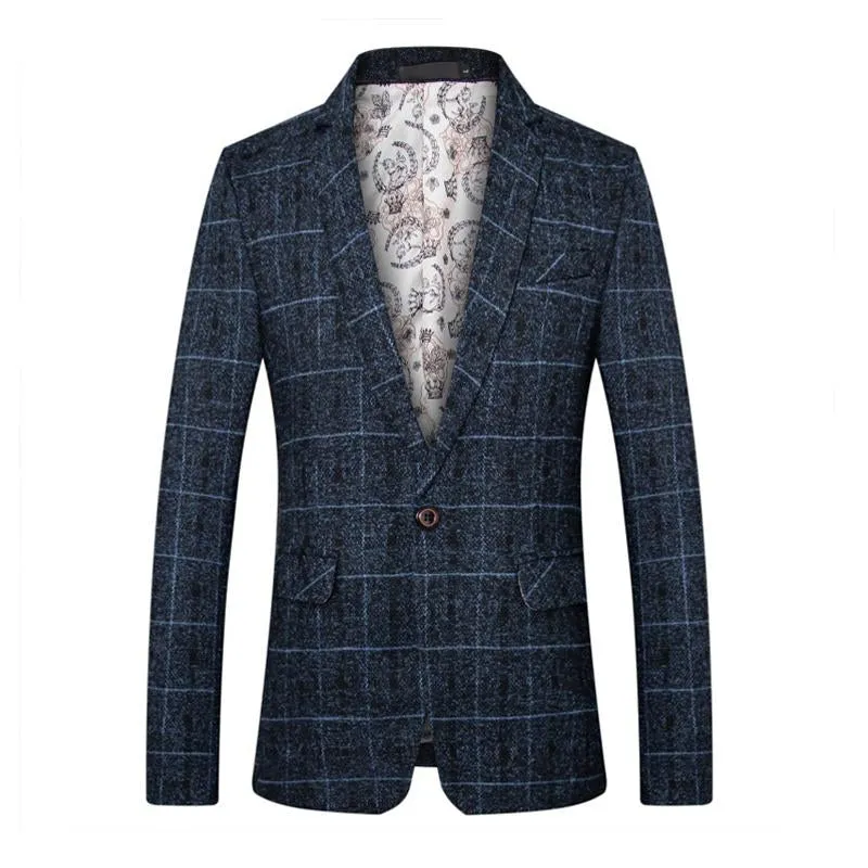 Men's Casual Plaid Single Button Blazer 16604093X sold by Manly