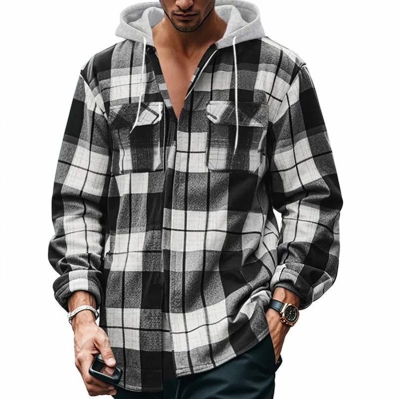 Men's Flannel Plaid Hooded Long Sleeve Casual Shirt 06533026Z sold by Manly