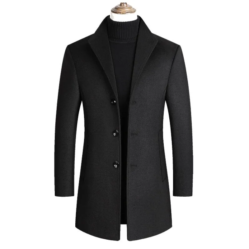 Men's Lapel Single Breasted Woolen Coat 30371092Z sold by Manly