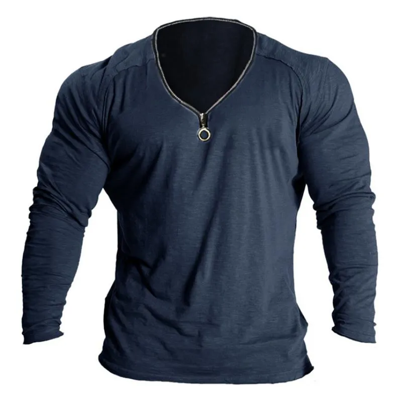 Men's Zipper V Neck Raglan Sleeve T-shirt 33055063Z sold by Manly product image thumbnail 4