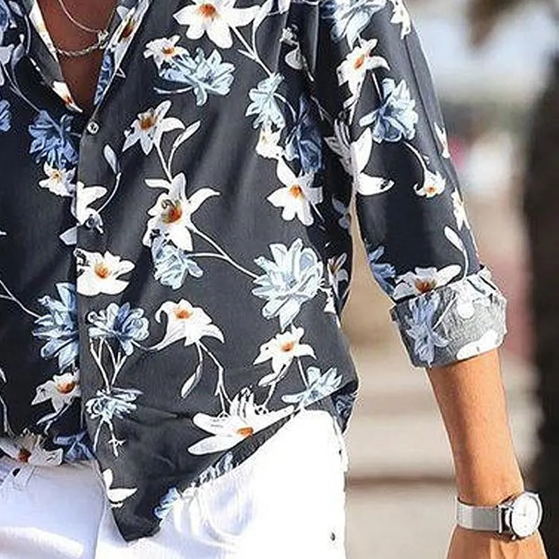 Men's Floral Print Lapel Long Sleeve Shirt 71185401Y sold by Manly product image thumbnail 4
