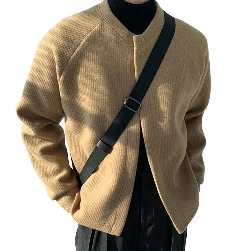 Men's Casual Solid Color Round Neck Loose Knitted Cardigan 16349756M sold by Manly