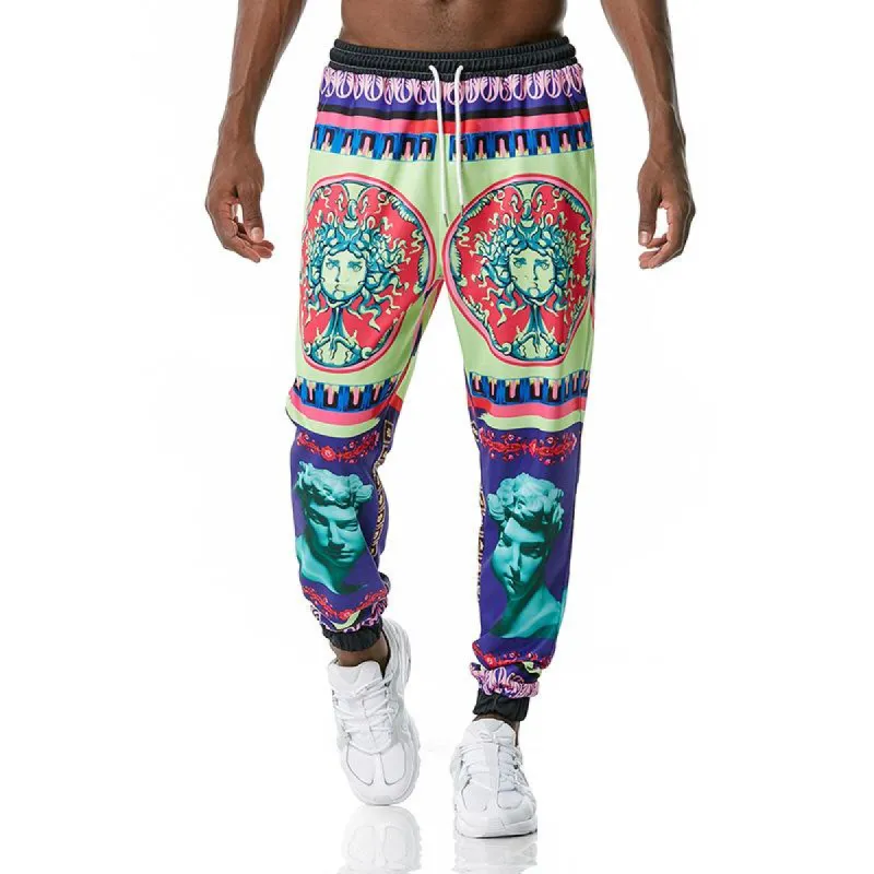 Men's Retro Palace Style Printed Casual Drawstring Trousers 75243782TO sold by Manly