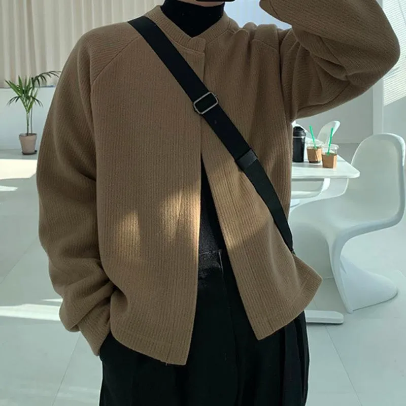 Men's Casual Solid Color Round Neck Loose Knitted Cardigan 16349756M sold by Manly product image thumbnail 5