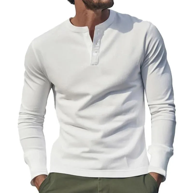 Men's Casual Henley Neck Cotton Blend Long Sleeve T-Shirt 60936919M sold by Manly product image thumbnail 2
